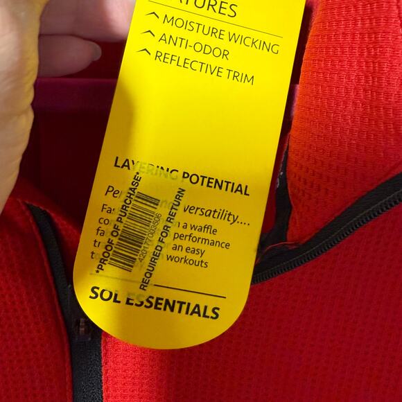 Solaris Red 1/4 Zip Waffle Performance Pullover Top Men’s L NWT Moisture Wicking - Picture 4 of 11